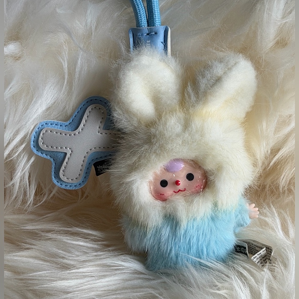 NIB Baby three super mini bunny letter X with rare EMOJI face